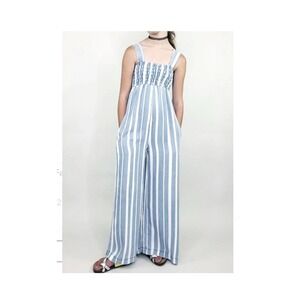 TRACTR WIDE LEG JUMPSUIT NWT SIZE 12/31 Striped Blue‎ White